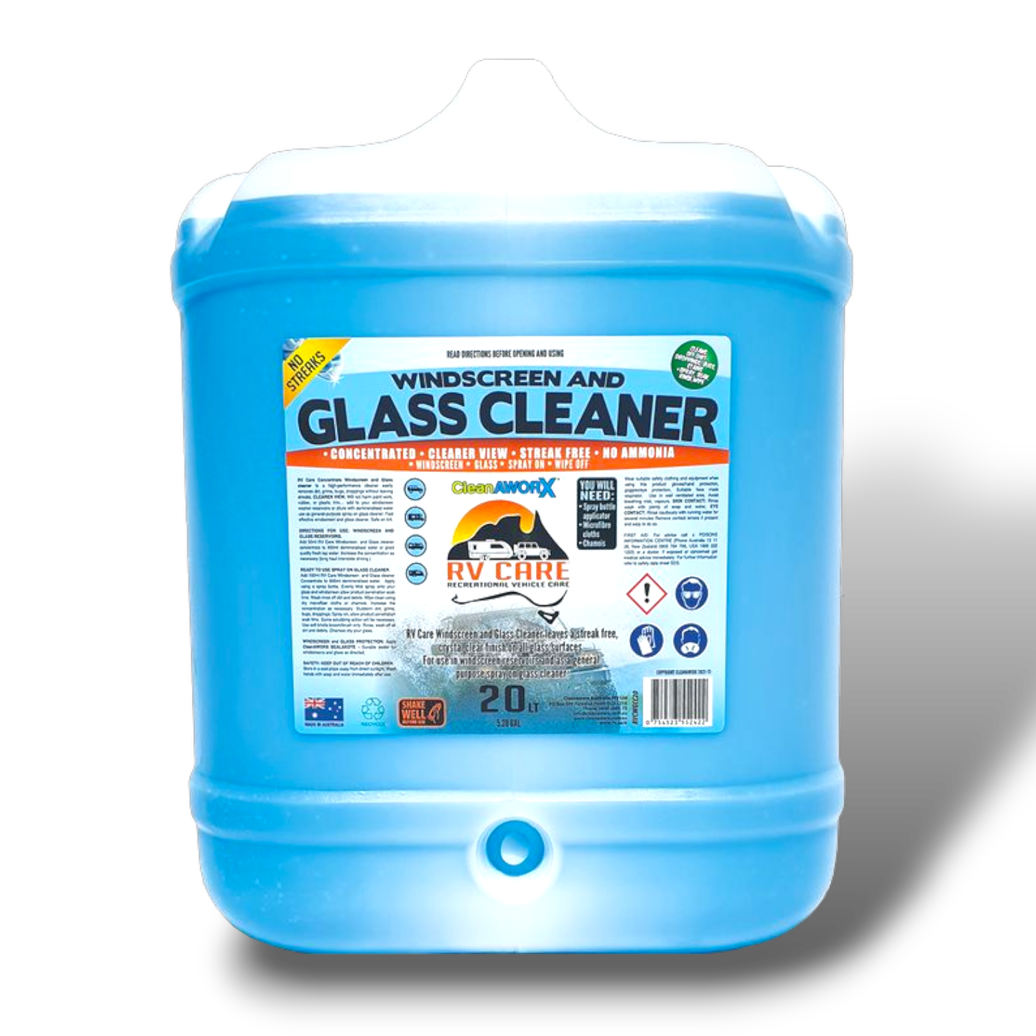 RV CARE WINDSCREEN & GLASS CLEANER 20LT